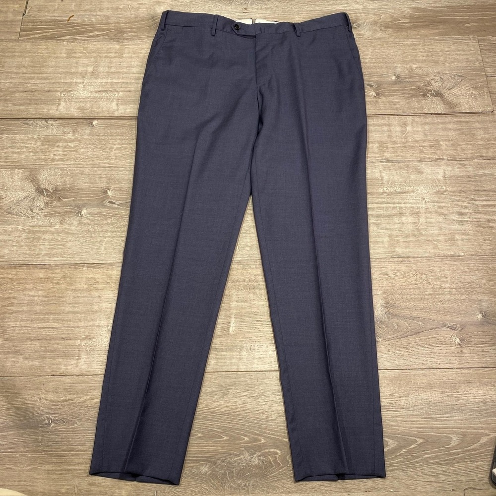 PT Torino Dress Pants Mens Medium Blue Wool Stretch Flat Front Trousers Tailored
